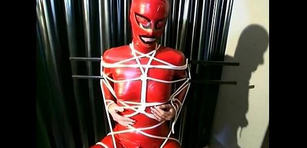  Lovely slave girl is tied up and horny